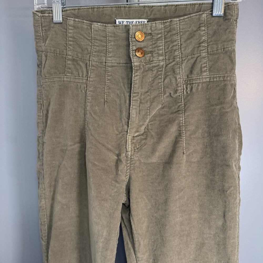 Free People We The Free Jayde Cord Flare Jeans Dried Basil Green 27 - Picture 2 of 13